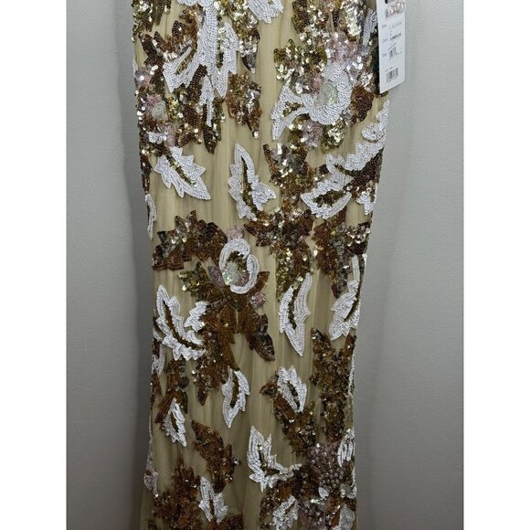 Mac Duggal 5476 Floral Embellished Sequin V-Neck Evening Gown Dress Size 0 NWT - Picture 7 of 9
